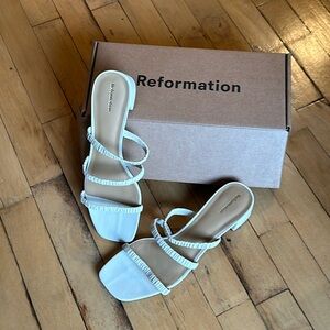 Reformation strappy block heels